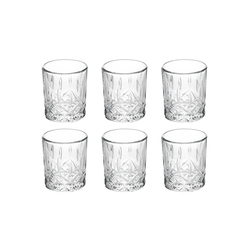 Doppio Glass Tumbler 8.0 Oz Set 6pcs - Diamond