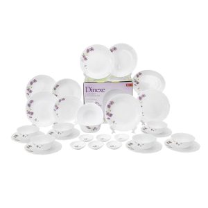 Dinexe Opal Glass Dinnerware Set 24pcs - Wavy Purple Daisy
