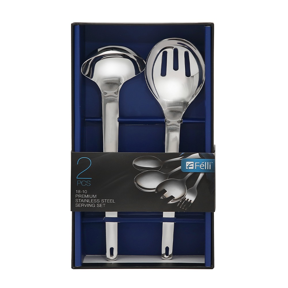 Leonardo Cutlery Serving Set 2pcs - Slotted Serving Spoon & Small Soup Ladle