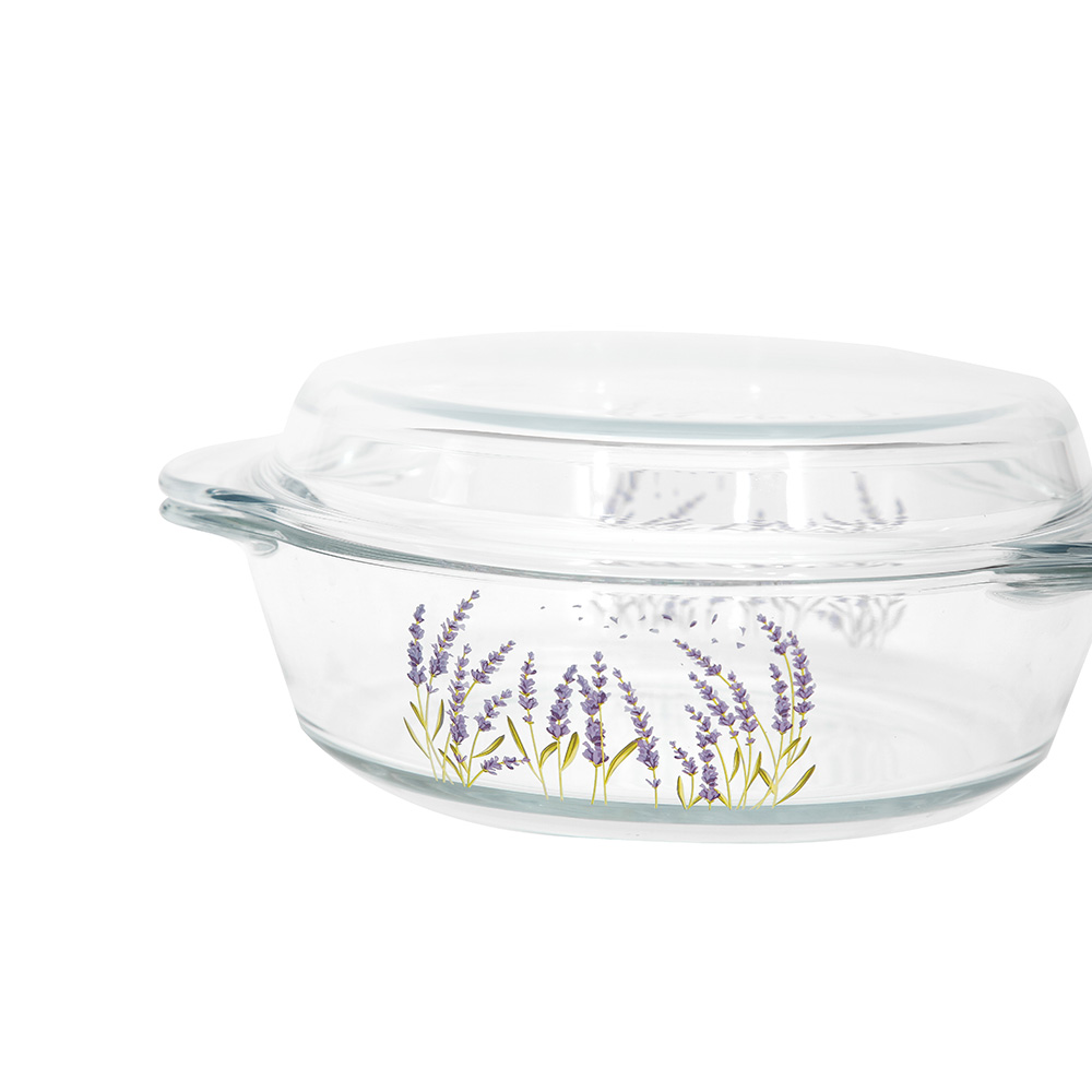 Ecolock High Borosilicate Glass Round Casserole with Lid Set 6pcs - Lavender