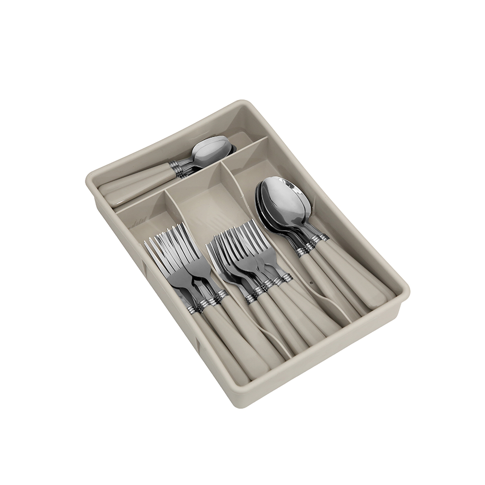 Colour Handle Mocha Cutlery Set 24pcs - Pastel Grey