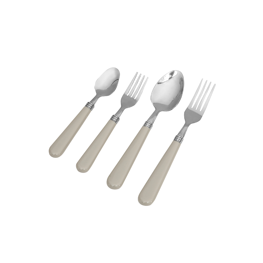 Colour Handle Mocha Cutlery Set 24pcs - Pastel Grey