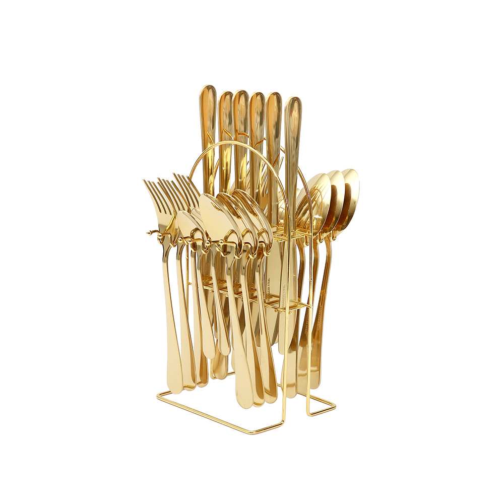 Arezzo Gold Cutlery With Stand Set 24pcs