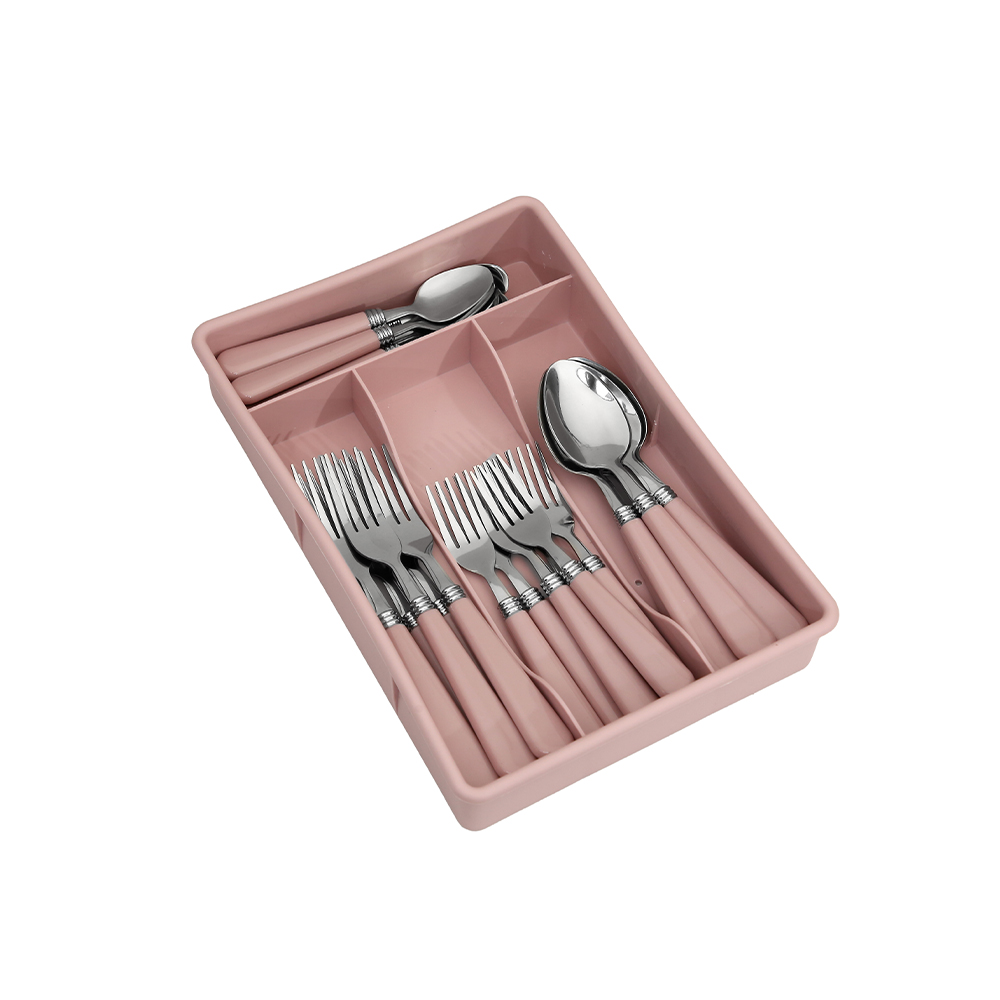 Colour Handle Mauvelous Cutlery Set 24pcs - Pastel Pink