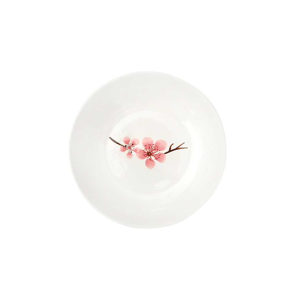 Hand Painted Deep Shallow Bowl 7" - Sakura