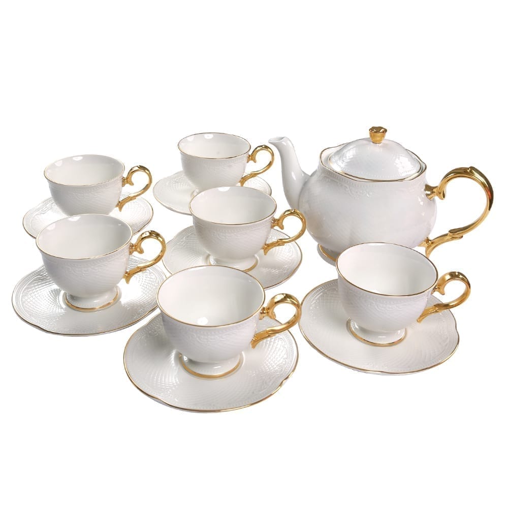 Noble Gold Teapot And Cup & Saucer Set 13pcs