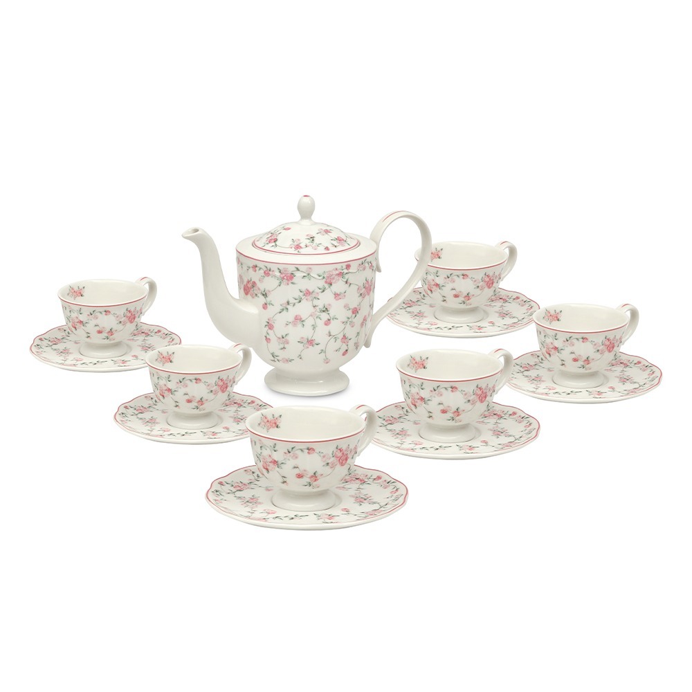 La Vie En Rose Teapot And Cup & Saucer Set 9pcs