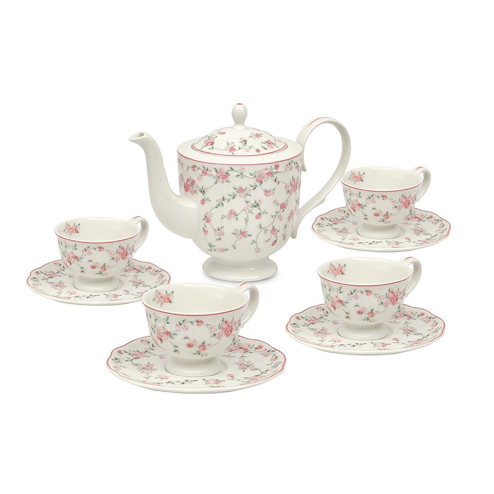 La Vie En Rose Teapot And Cup & Saucer Set 9pcs