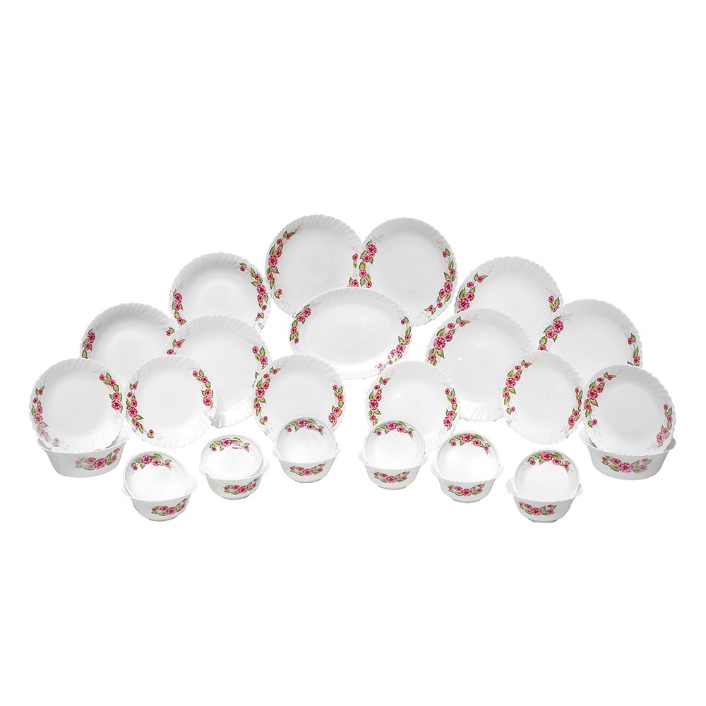 Dinexe Opal Glass Dinnerware Set 24pcs - Wavy Camellia Bloom
