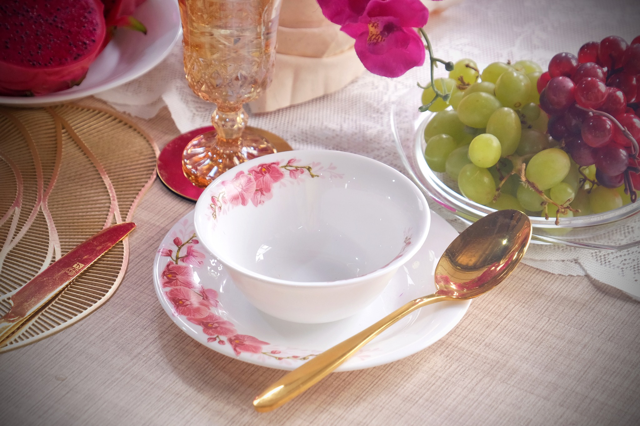 Dinexe Opal Glass Dinnerware Set 24pcs - Orchid