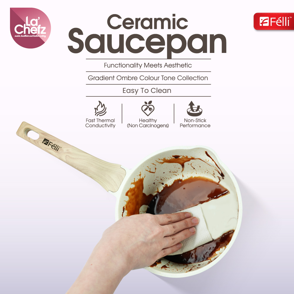 La' Chefz Ceramic Saucepan With Lid 18cm - Indigo Purple