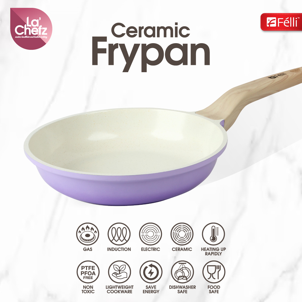 La' Chefz Ceramic Frypan 24cm - Indigo Purple