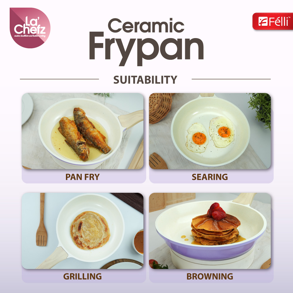 La' Chefz Ceramic Frypan 24cm - Indigo Purple