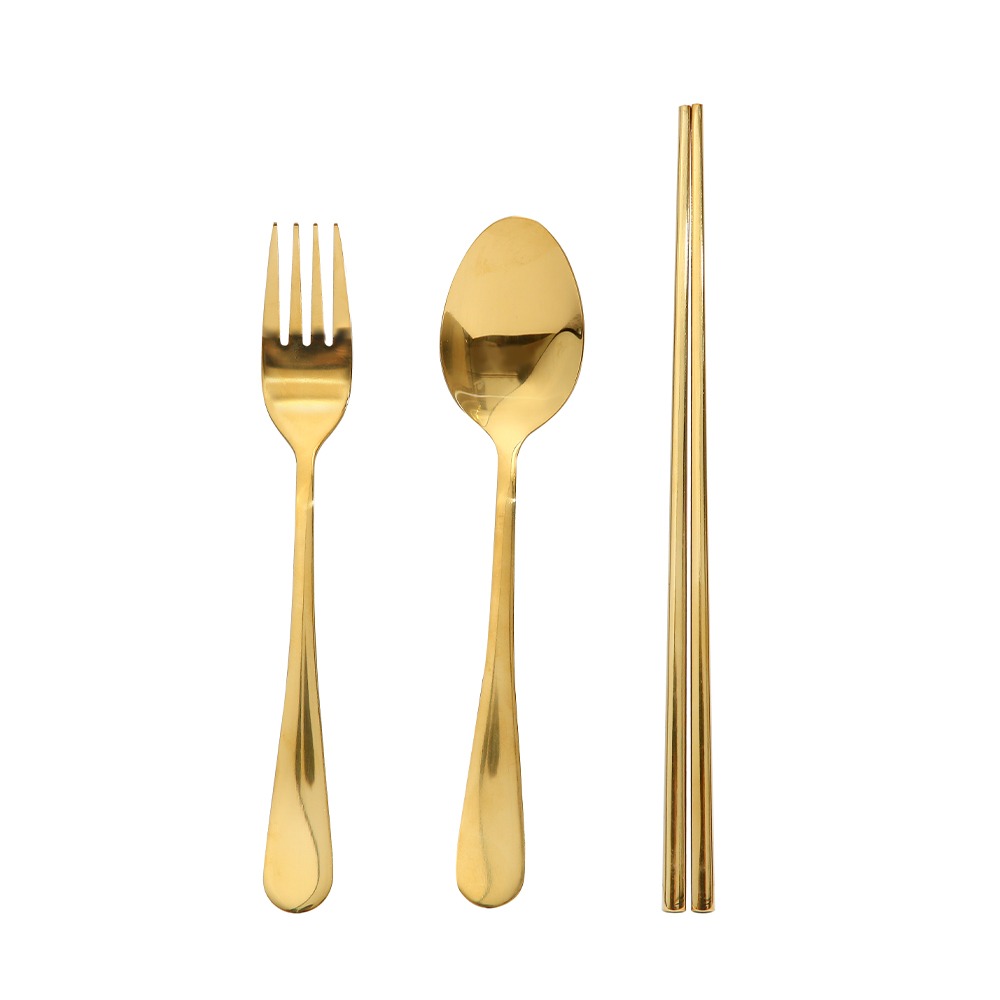 Arezzo Gold Cutlery & Chopstick Set 3pcs