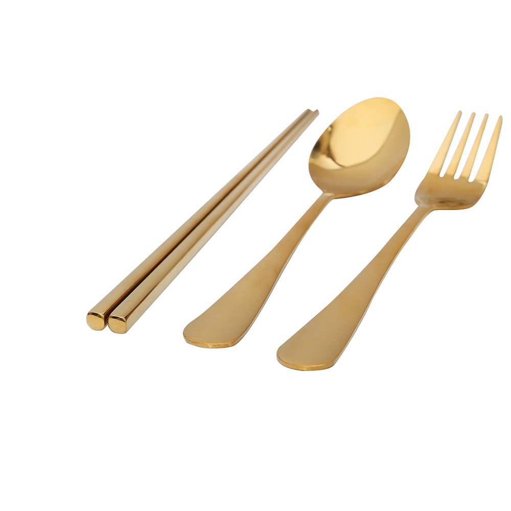 Arezzo Gold Cutlery & Chopstick Set 3pcs