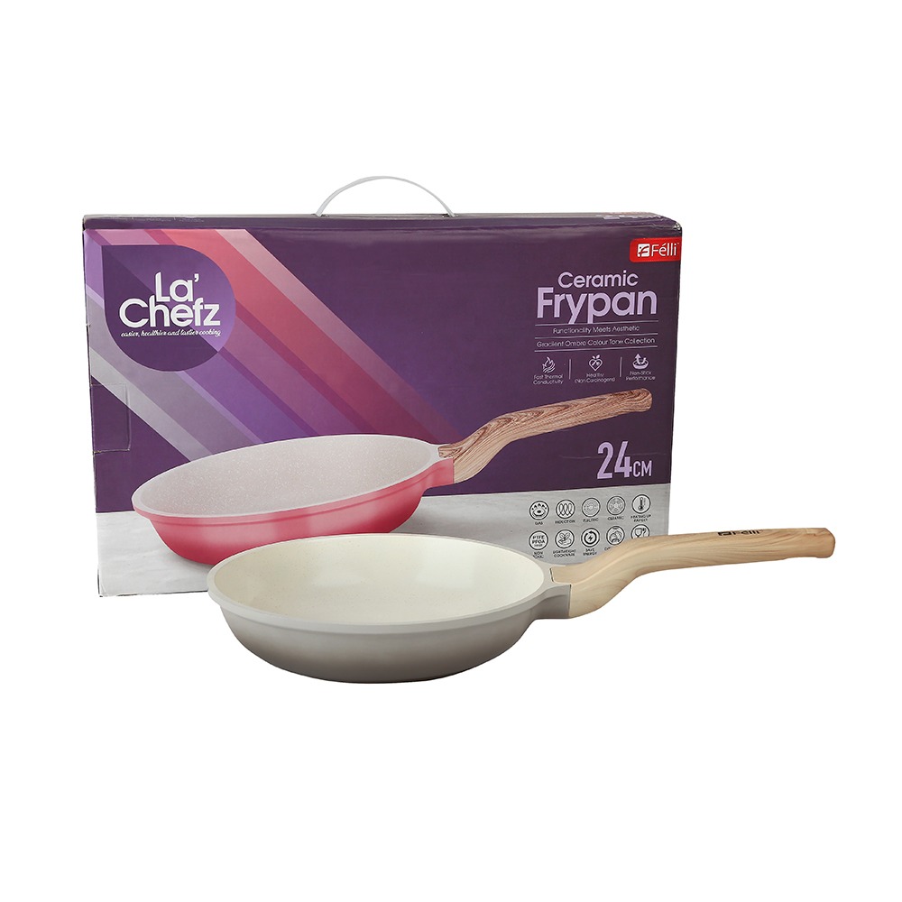 La' Chefz Ceramic Frypan 24cm - Larva Grey