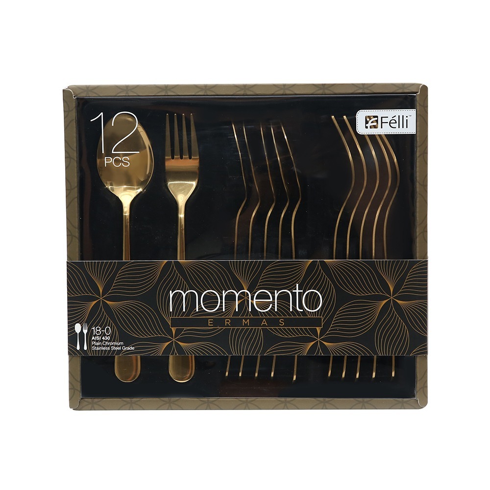 Arezzo Gold Cutlery Set 12pcs - Momento Ermas