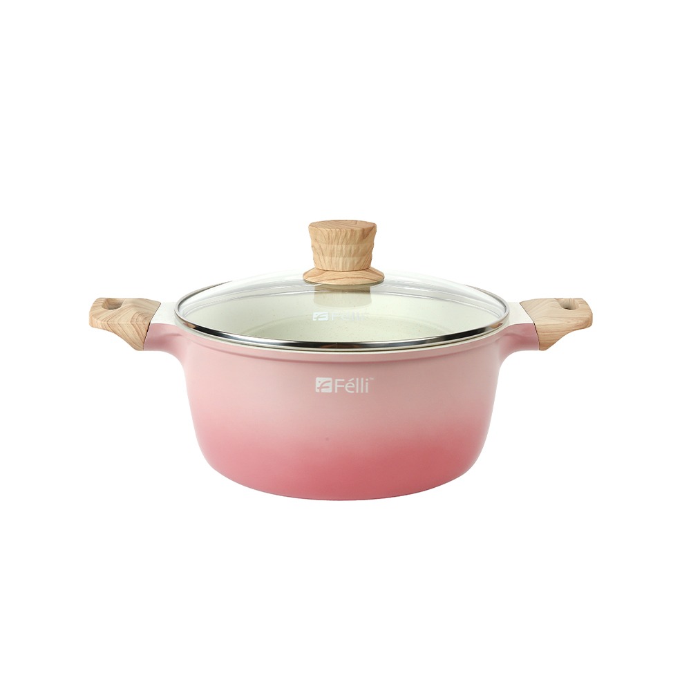 La' Chefz Ceramic Casserole With Lid 24cm - Cherry Pink