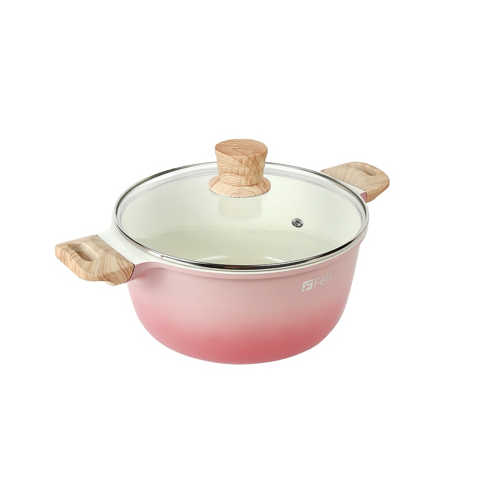 La' Chefz Ceramic Casserole With Lid 24cm - Cherry Pink