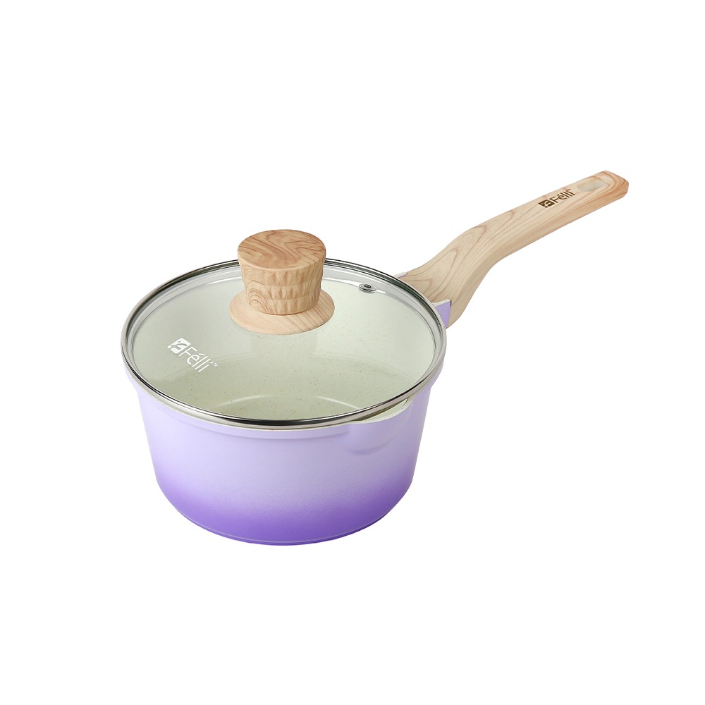 La' Chefz Ceramic Saucepan With Lid 18cm - Indigo Purple