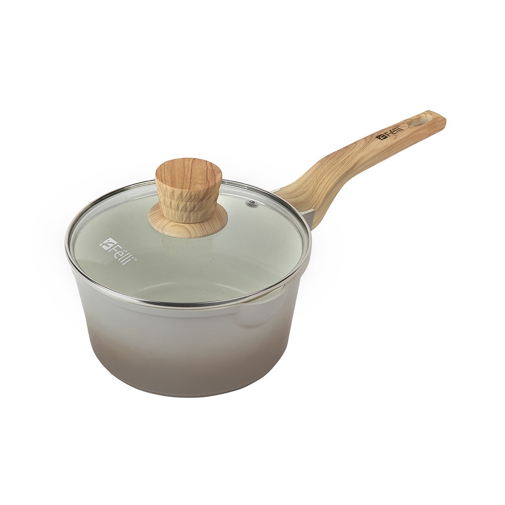 La' Chefz Ceramic Saucepan With Lid 18cm - Larva Grey