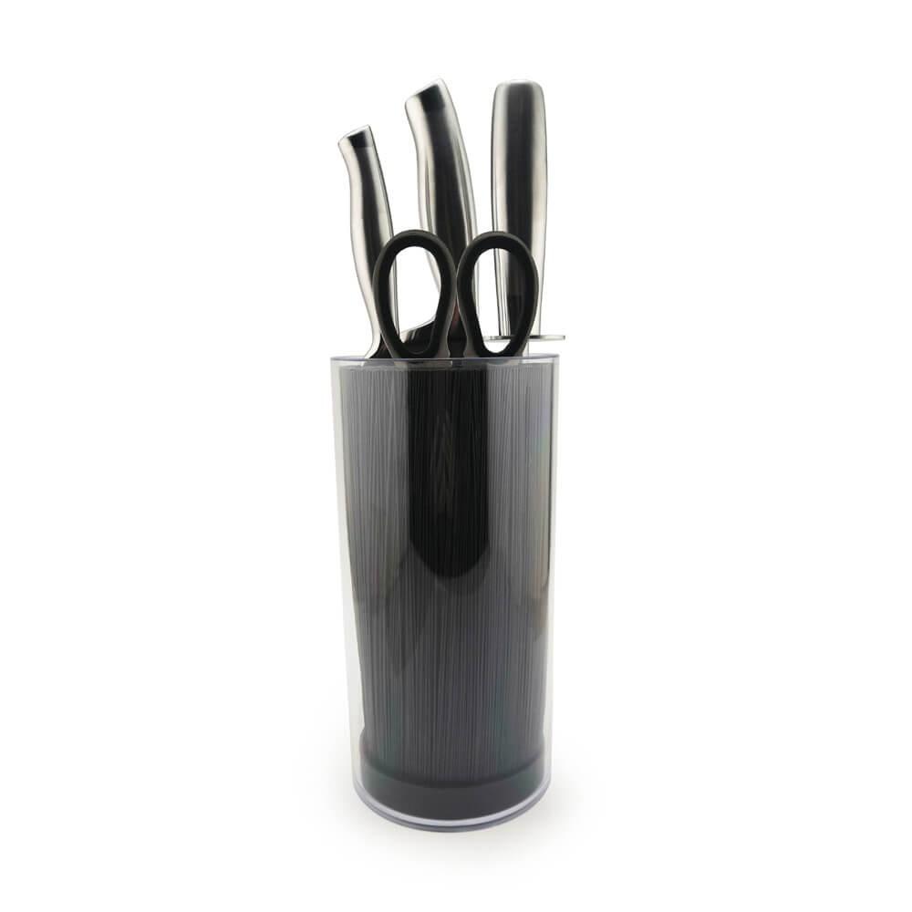 Stainless Steel Knife Set 2pcs (FREE PP Handle Scissors & Moveable Fibre Knife Block)