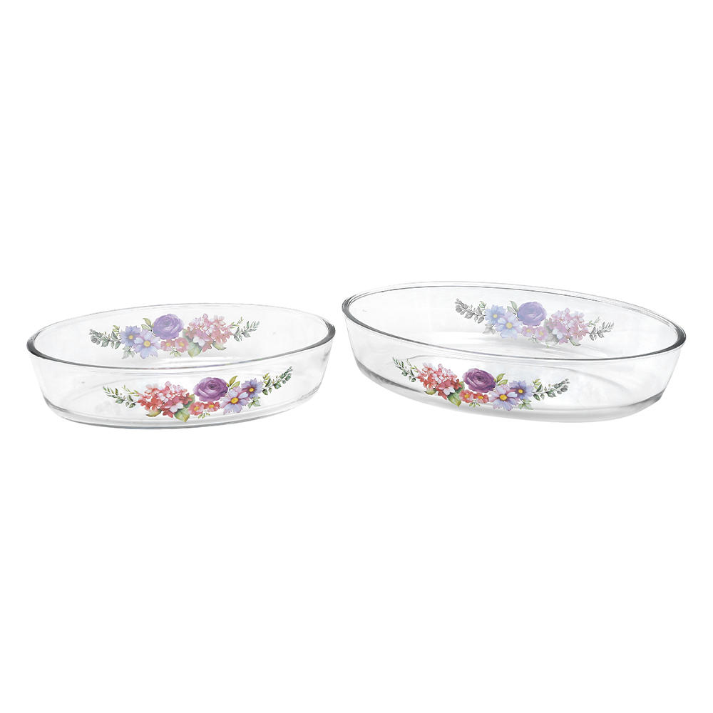 Ecolock High Borosilicate Glass Oval Baking Dish Set 2pcs - La' Rossa