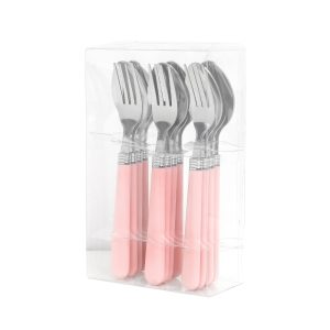 Colour Handle Cutlery Set 12pcs - Pink