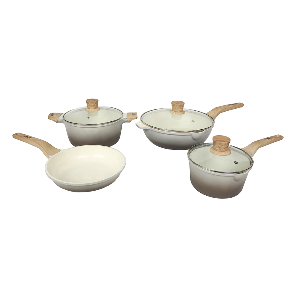 La' Chefz Ceramic Set Cookware (9 Pcs) - Larva Grey (With Free Gift)