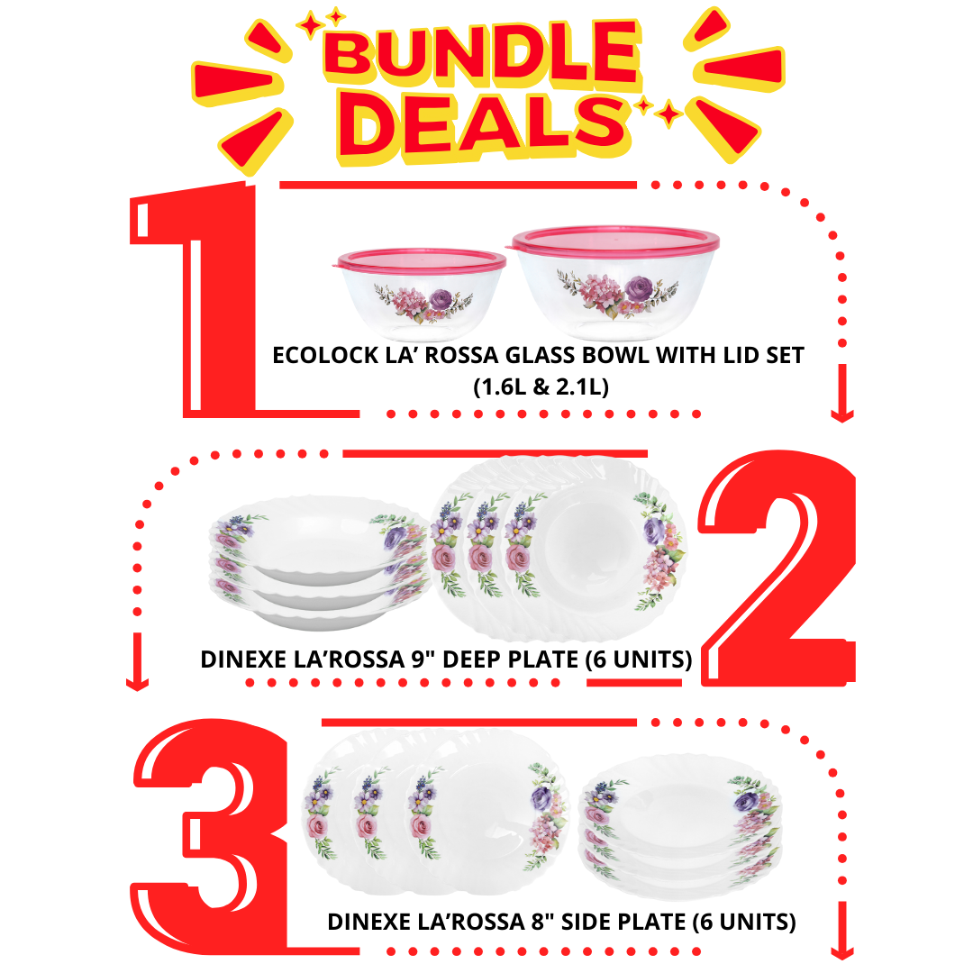 Dinexe Opal Glass Dinnerware & Glassware Set (16 Pcs) - La' Rossa
