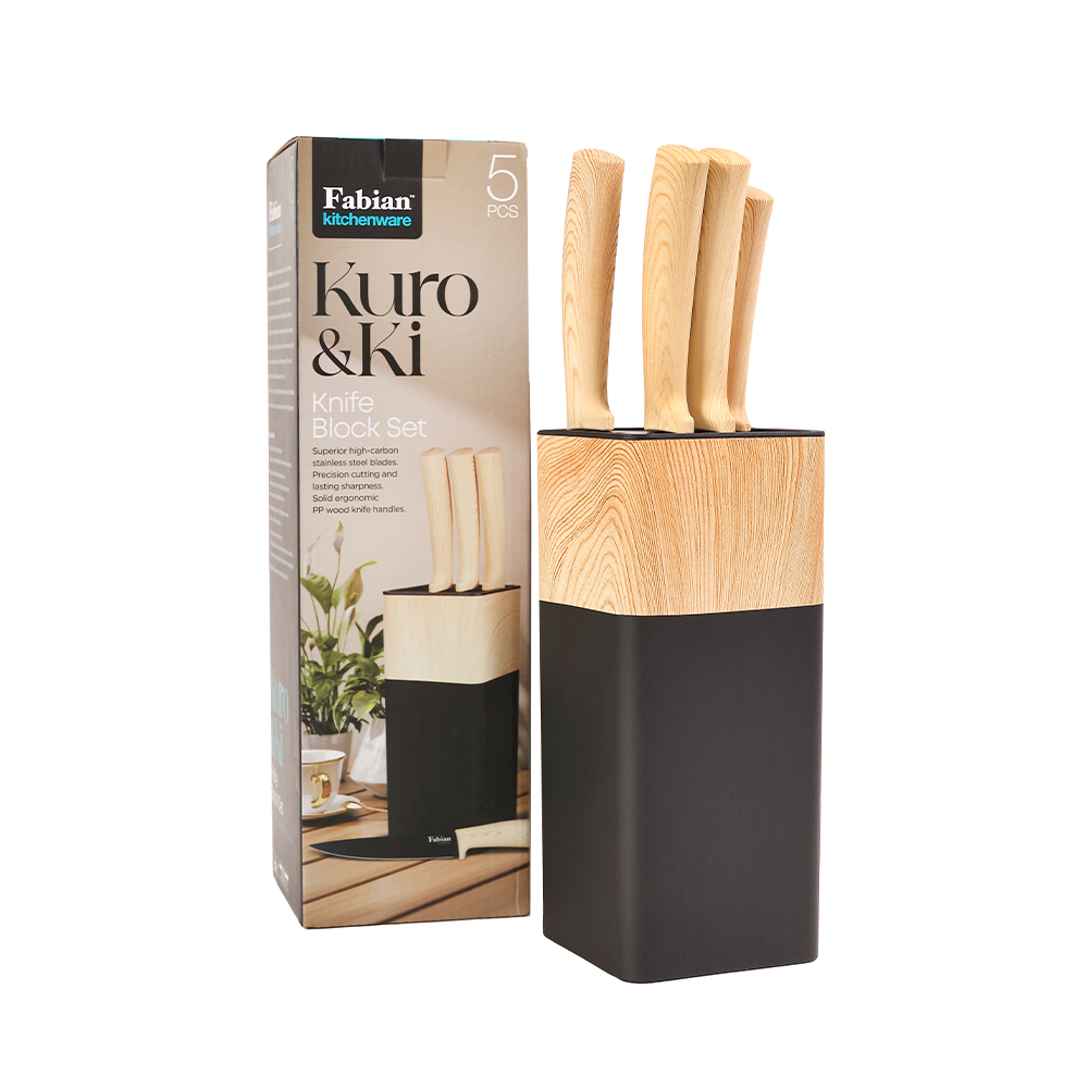 Fabian Kuro & Ki Knife Block Set 5 Pcs - Light Brown