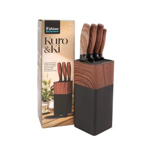 Fabian Kuro & Ki Knife Block Set 5 Pcs - Dark Brown