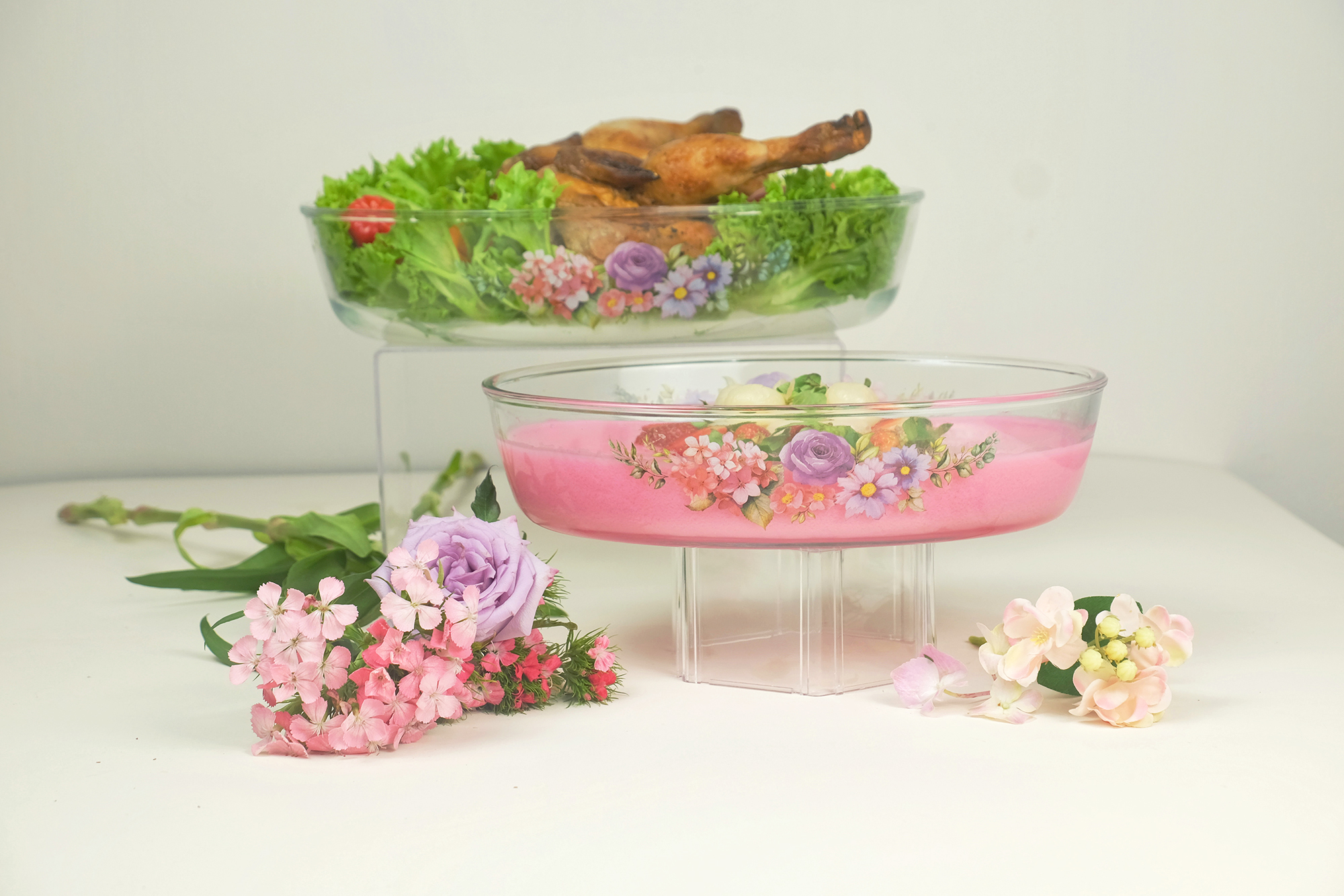 Ecolock High Borosilicate & Opal Glass Serveware Combo Set (5 Pcs) - La' Rossa (With Free Gift)