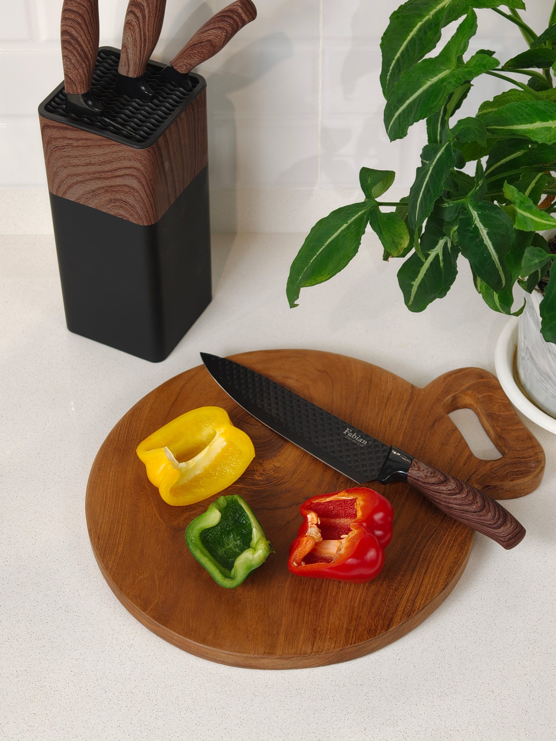Fabian Kuro & Ki Knife Block Set 5pcs - Dark Brown