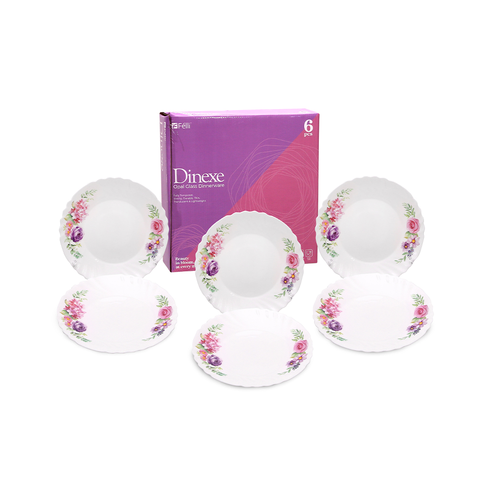 Dinexe Opal Glass Dessert Side Plate 8" Set 6pcs - La' Rossa