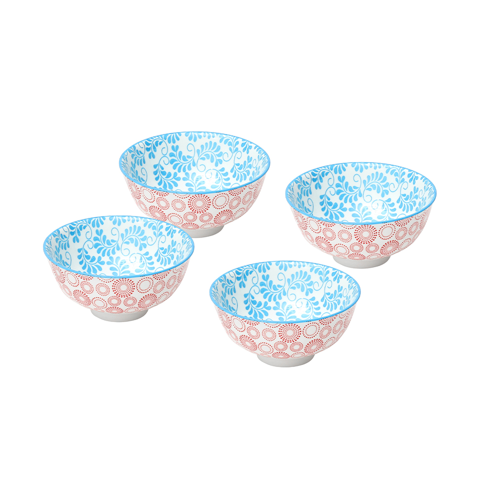Harmonika Porcelain Rice Bowl 4.5" Set 4pcs - Oriental