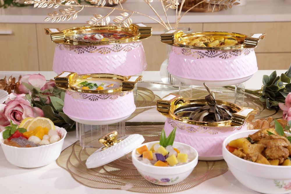 Fabian Thermal Insulated Casserole With Lid Set 4pcs - Glanza Gold Pink