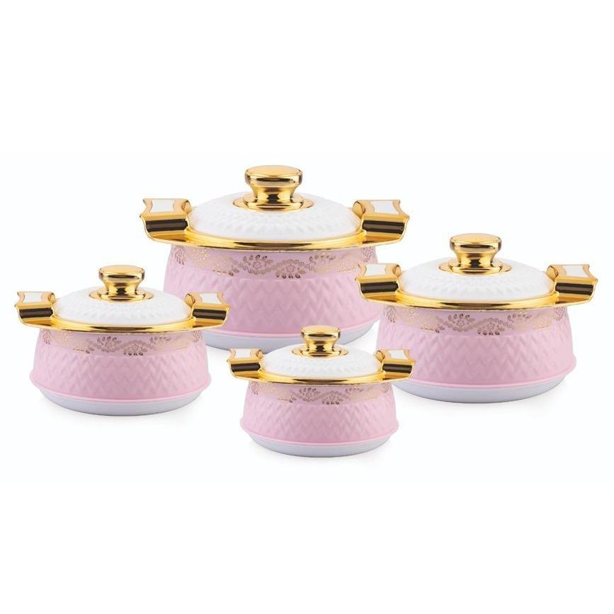 Fabian Thermal Insulated Casserole With Lid Set 4pcs - Glanza Gold Pink