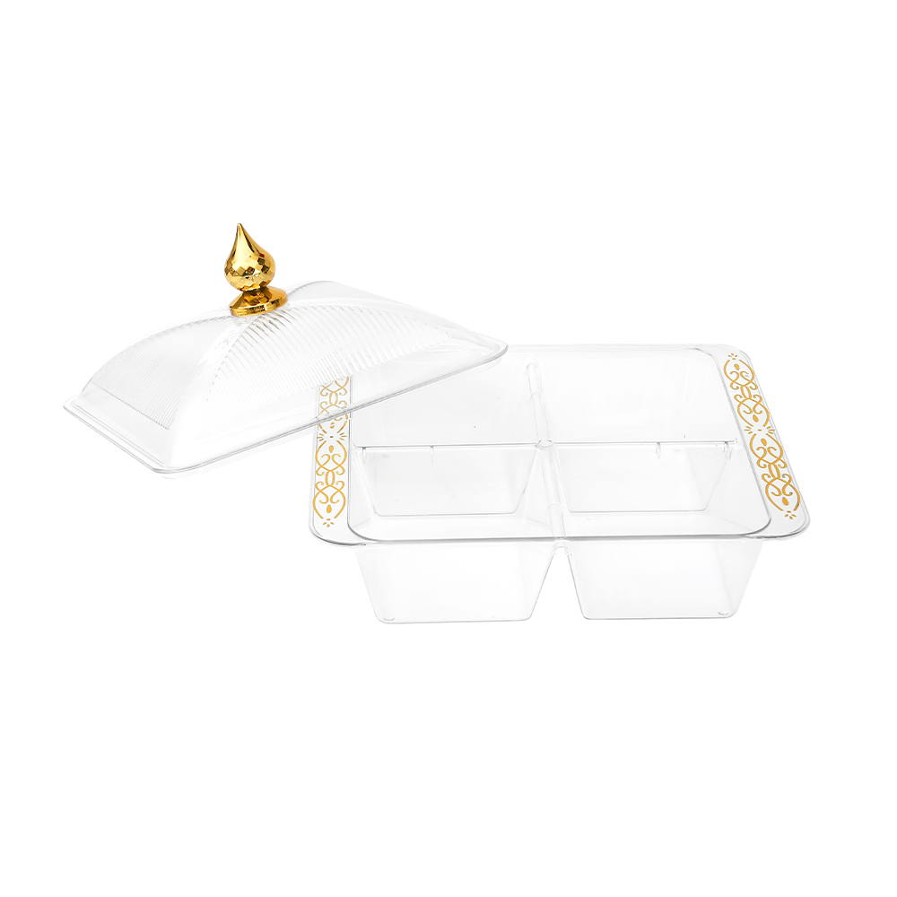 Fabian PET Serving Tray With Lid Square 4 Compartments 25cm