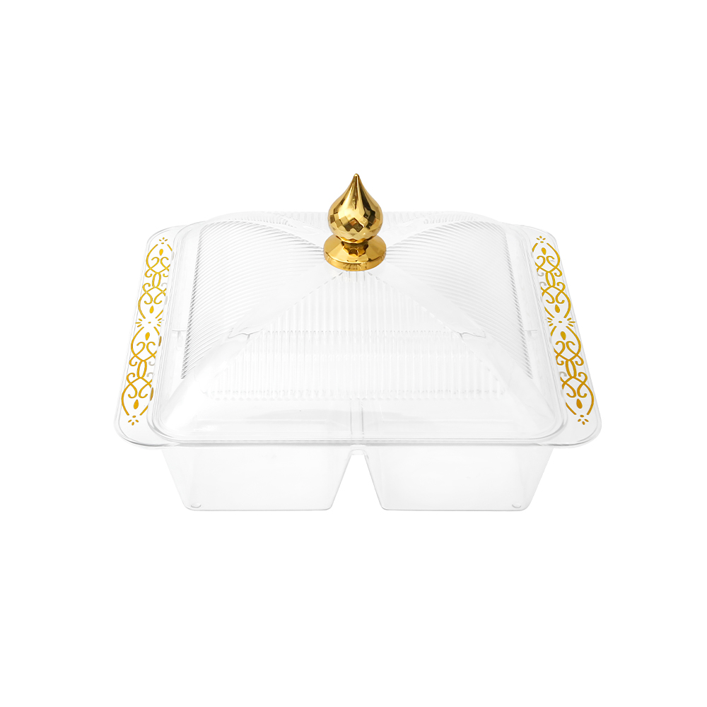 Fabian PET Serving Tray With Lid Square 4 Compartments 25cm