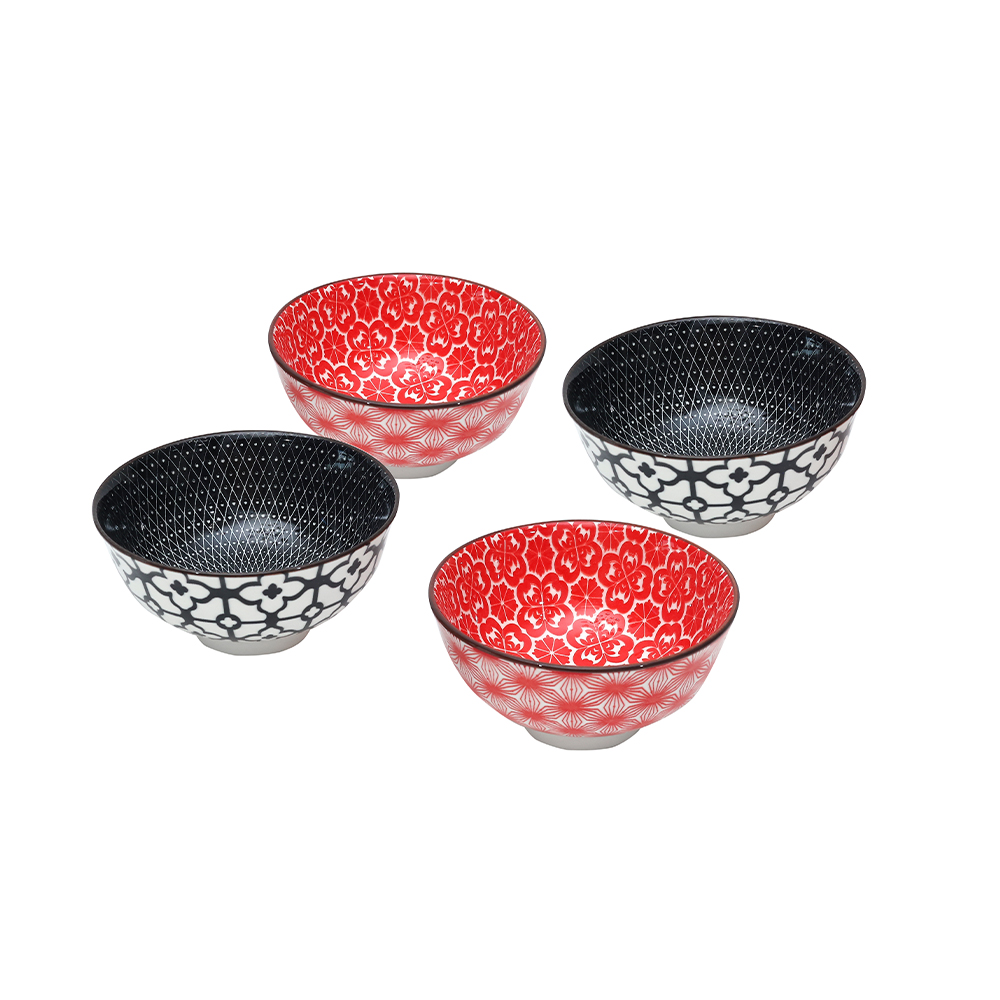 Harmonika Porcelain Rice Bowl 4.5" Set 4pcs - Oriental
