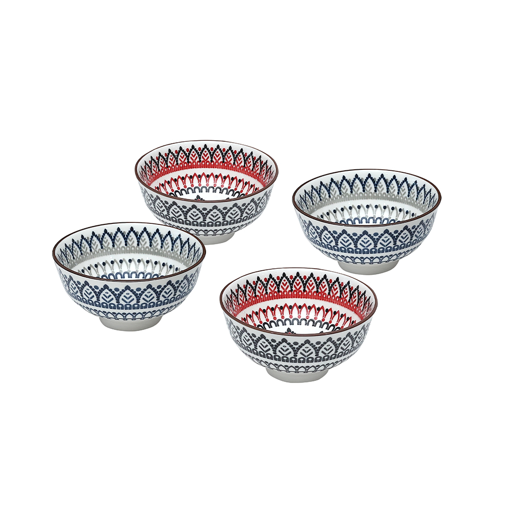 Harmonika Porcelain Rice Bowl 4.5" Set 4pcs - Oriental