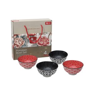 Harmonika Porcelain Rice Bowl 4.5" Set 4pcs - Oriental
