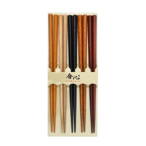 Harmonika Wooden Chopstick Set 5 Pairs - Assorted Colour