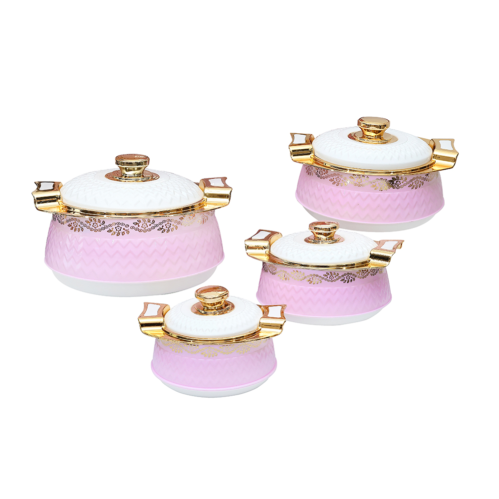 Fabian Thermal Insulated Casserole With Lid Set 4pcs - Glanza Gold Pink