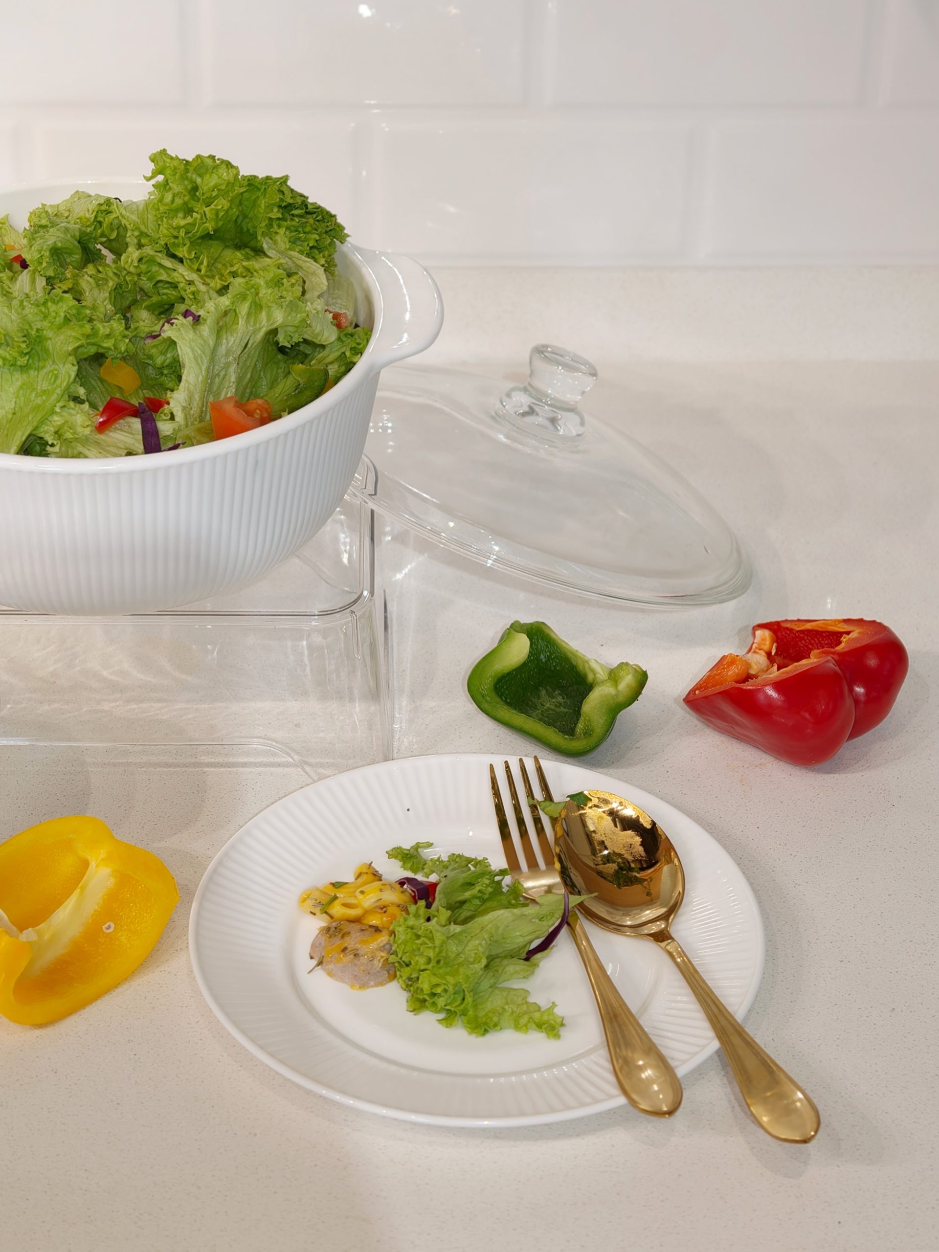 Dinexe Opal White Casserole With Lid Set 4pcs - Linea